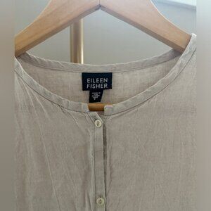 Eileen Fisher Linen Button-Down Tunic – Size Small | Natural Linen